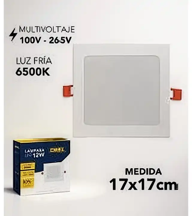 Lámpara LED cuadrada empotrar 12 W