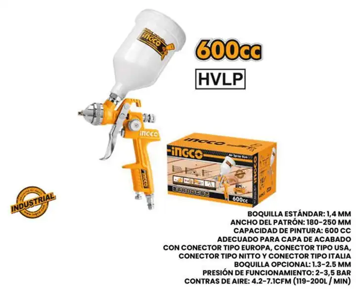 Pistola de pulverizacion de aire hvlp 600cc