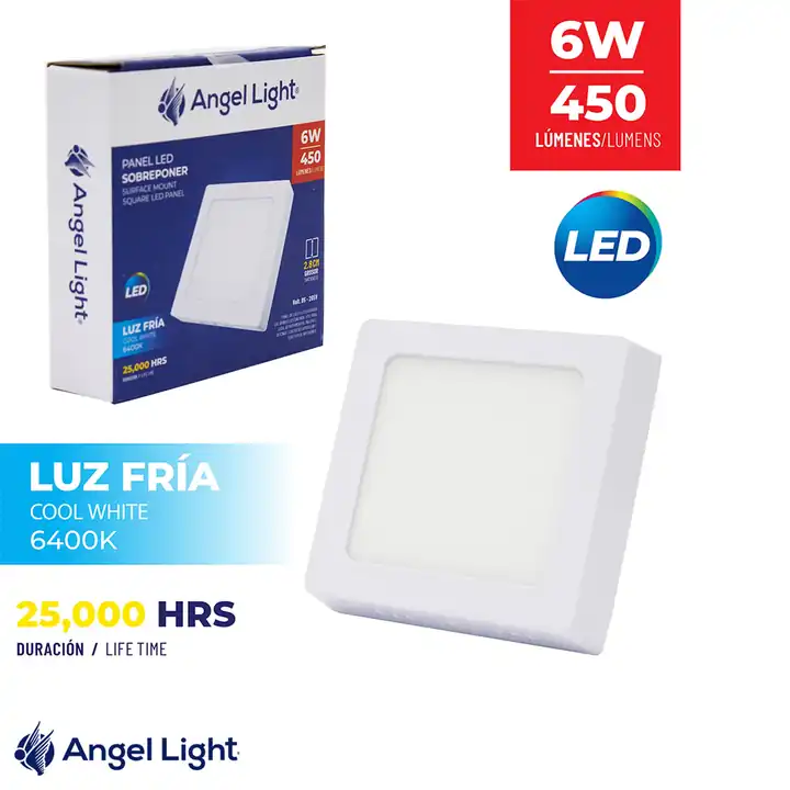 Lámpara LED cuadrada superficial 6 W 4.3