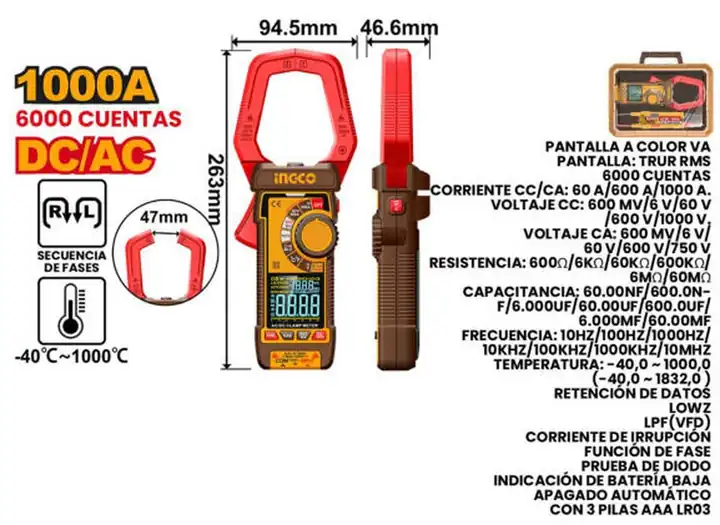 Pinza amperimétrica 1000amp
