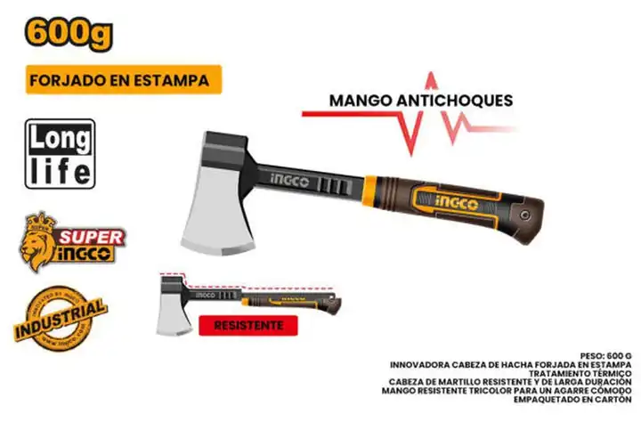 Hacha de mano fibra de vidrio 600gr