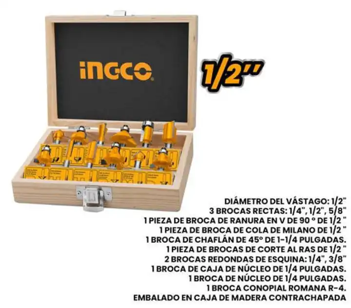 Set de broca para madera 12pzas