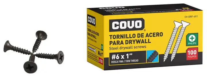 Tornillo drywall 6x1 rosca gruesa 100pza
