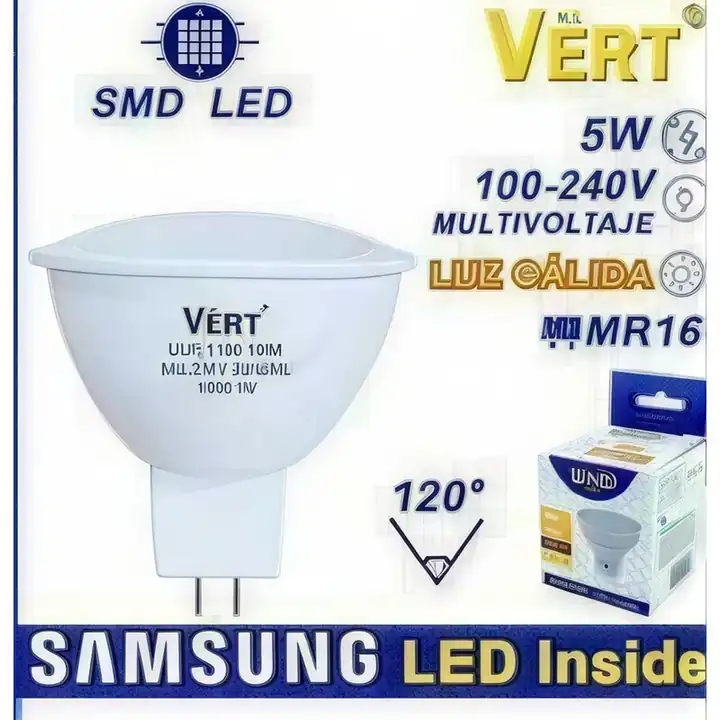 Bombillo mr16 ojo de buey smd LED samsung 5 W