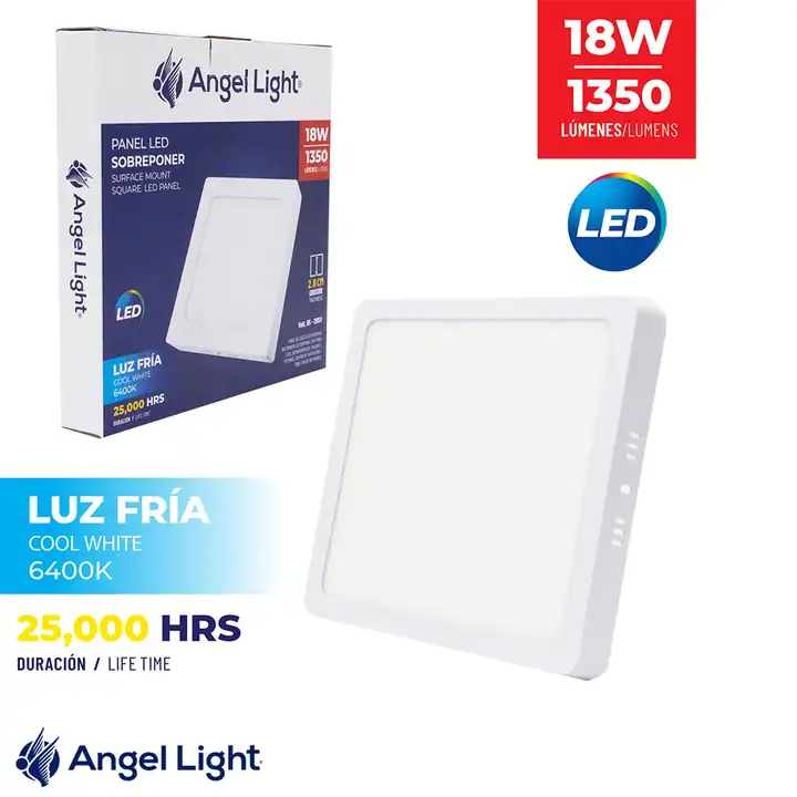 Lámpara LED cuadrada superficial 18 W 8.5