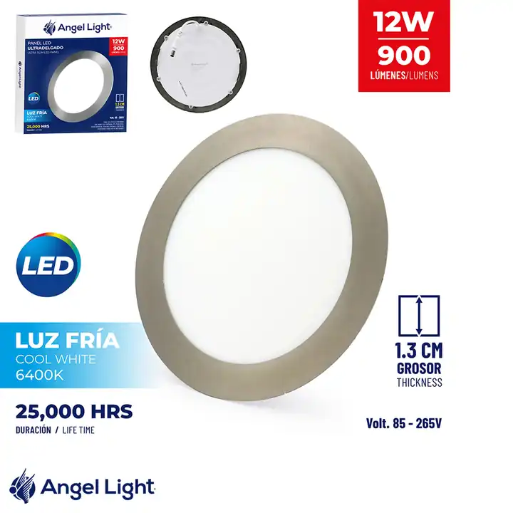 Lámpara LED empotrar niquelada 12 W