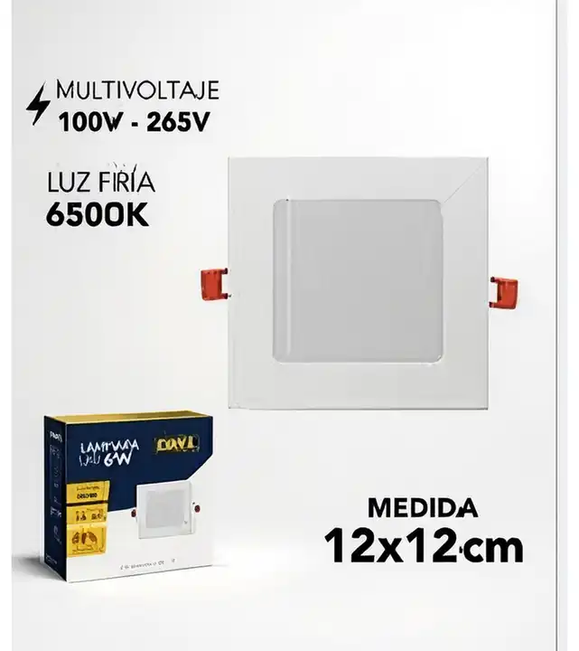 Lámpara LED cuadrada empotrar 6 W