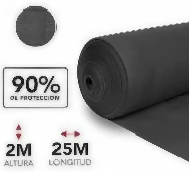 Malla sombra de fibra 2mt x 25mts negra
