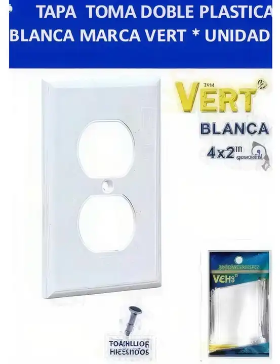 Tapa toma doble plástica blanco