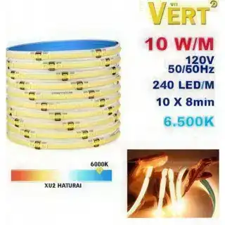 Cinta LED cob 8mm 110 V x 10 W 6500k x240LED ip20 10mts