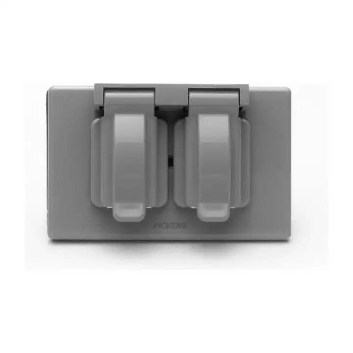 Tapa para toma corriente doble gris