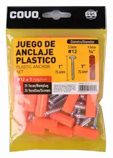 Tornillo con ramplug 12x1" 50pzas