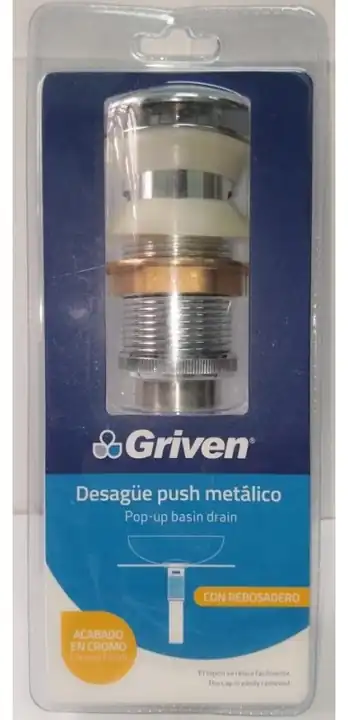 Desagüe push metálico con rebosadero