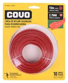 Nylon cuadr. para desmalezadora 15mx2.7mm