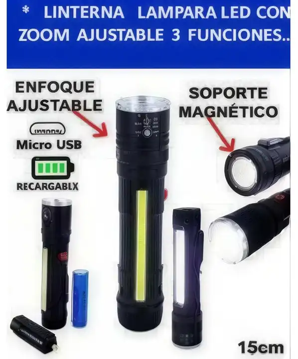 Linterna LED zoom 3 funciones