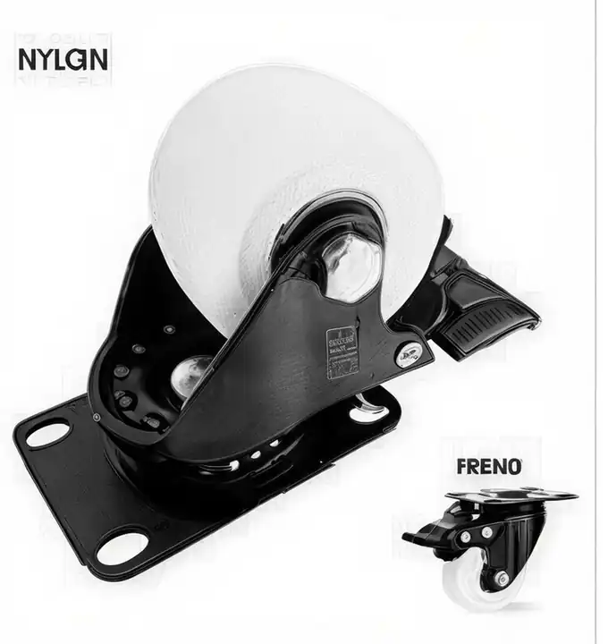 Rueda plana negra con freno 3" giratoria
