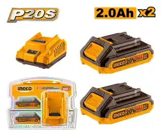 Set de batería + cargador 20 V 2pzas