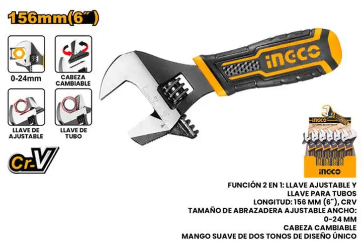 Llave ajustable 2en1 6"