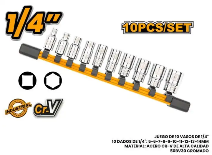 Juego de dados 10pzas 1/4"