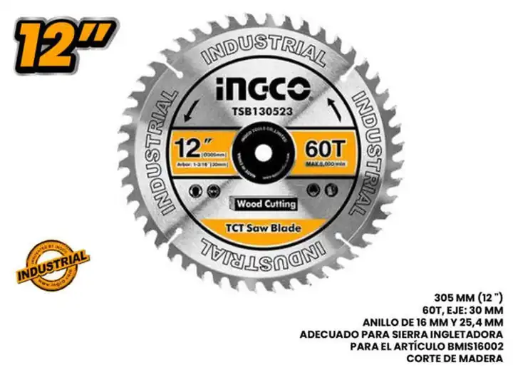 Disco sierra ingletadora para madera 12"