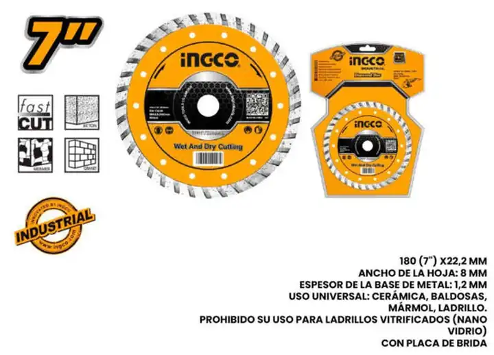 Disco corte diamantado ultraf turbo 7"