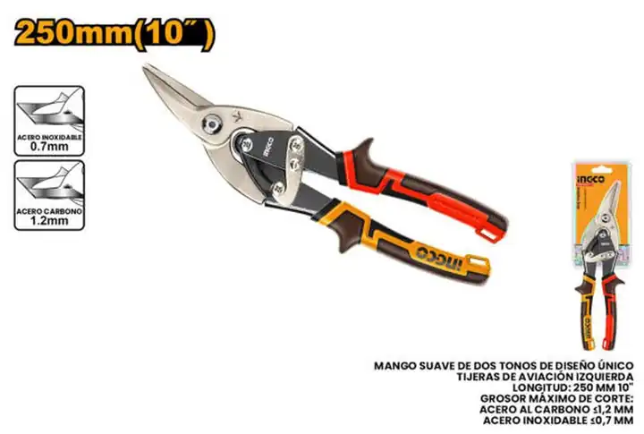 Tijera de aviación corte izq 10"
