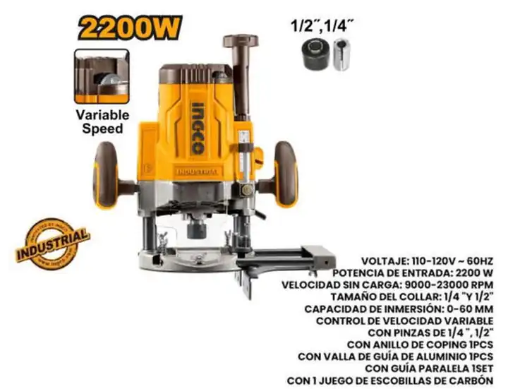 Enrutador fresadora 2200 W