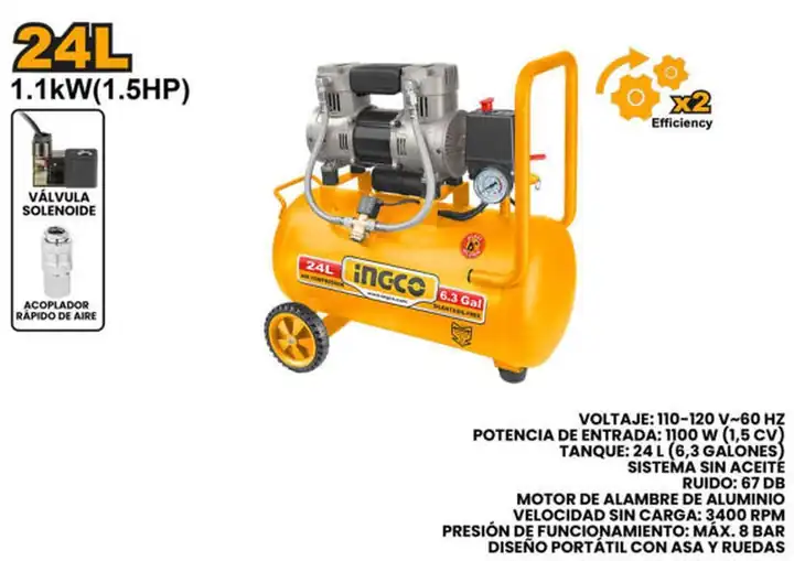 Compresor de aire 1.5 HP 24l sin AC