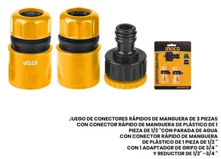 Juego de boquillas manguera 1/2" 3pza