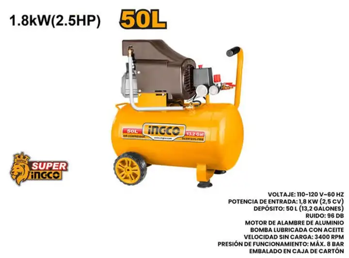 Compresor de aire 2.5 HP 50l