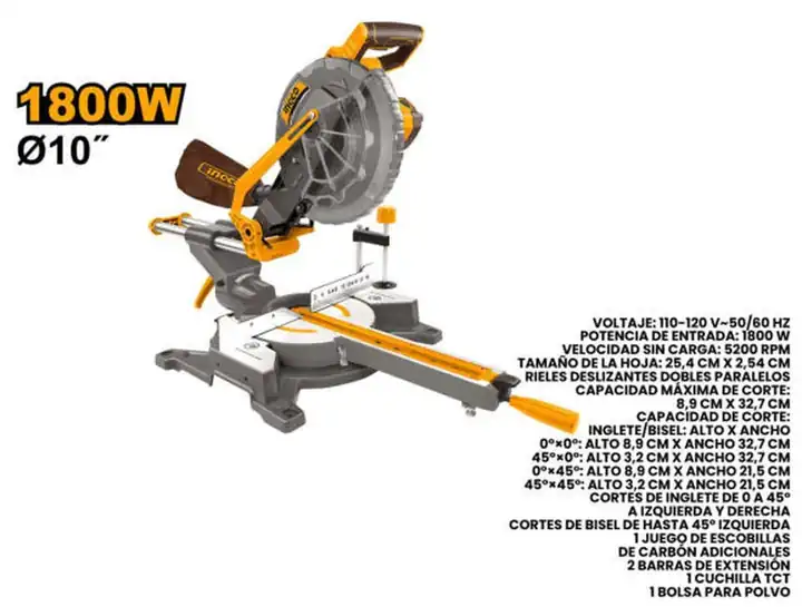 Ingletadora sierra circular 1800 W 10"