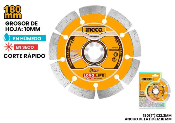Disco de corte diamantado 7" segmentado