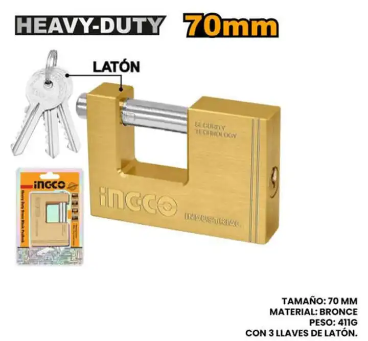Candado anticizalla de bronce 70mm