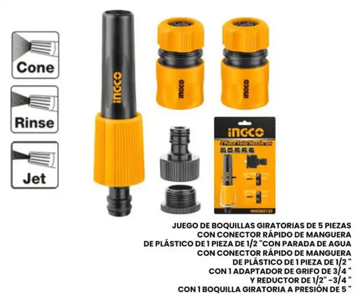 Juego de boquillas giratorias de 5pz 1/2