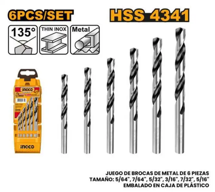 Mechas para metal juego 6 pzas