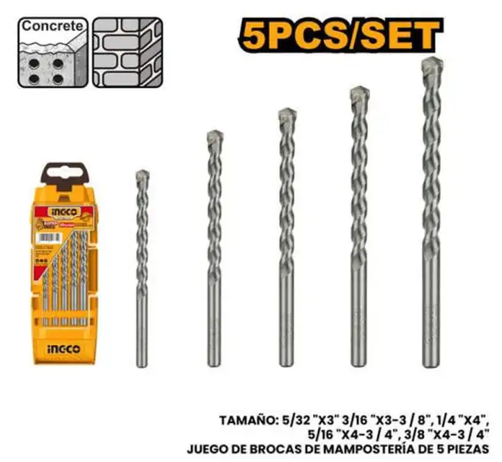 Mechas para concreto juego 5 pzas