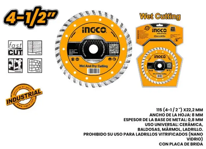 Disco corte diamantado 4.1/2"