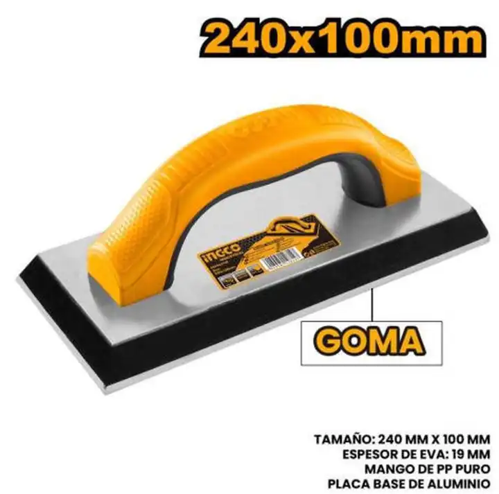 Llana goma negr. 240x100mm mang. plast