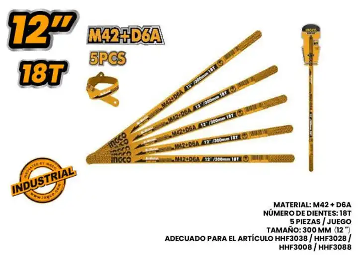 Hoja de segueta bimetal 12" 18d