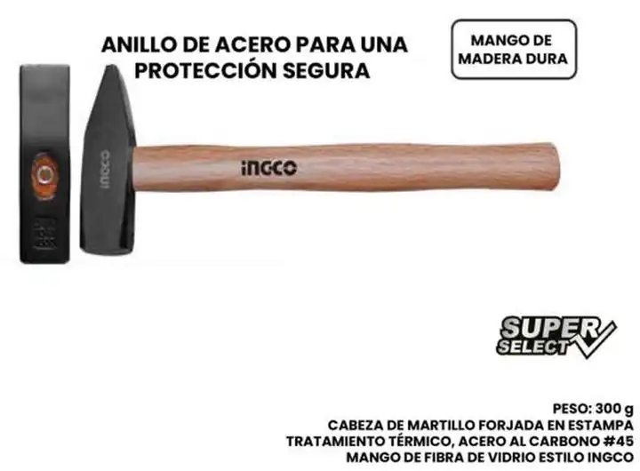 Martillo de maquinista asa madera 300g