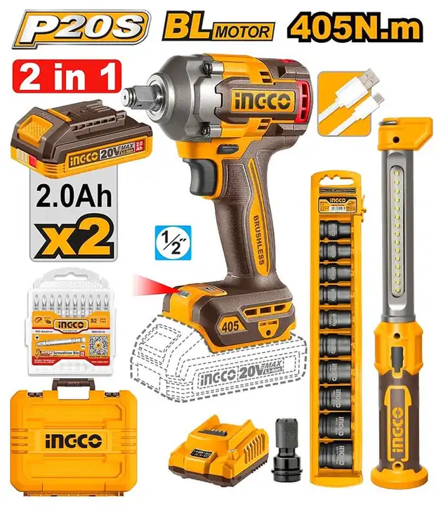 Llave de impacto + kit de luz y dados