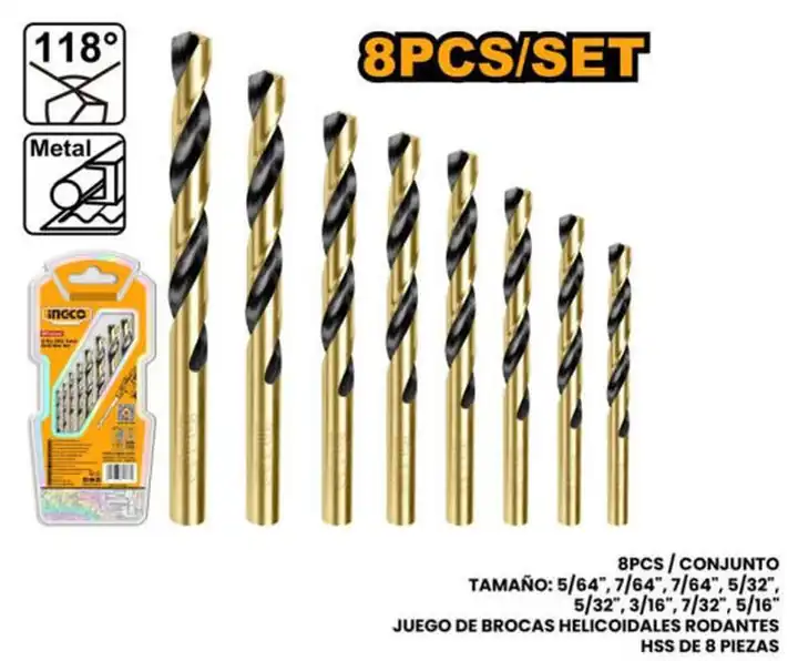 Mechas para hierro HSS juego 8pzas