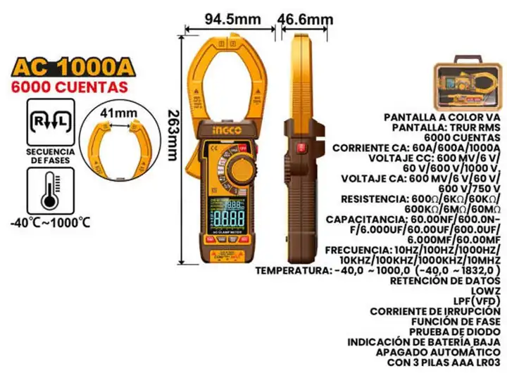 Pinza amperimétrica 1000amp