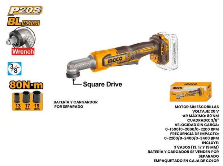 Atornillador de impacto 3/8" inalámbrico