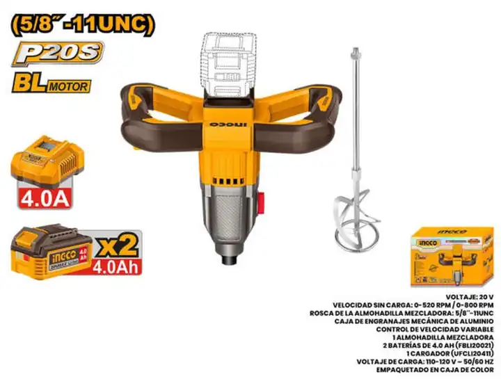 Mezcladora de pintura inalámbrica 20 V