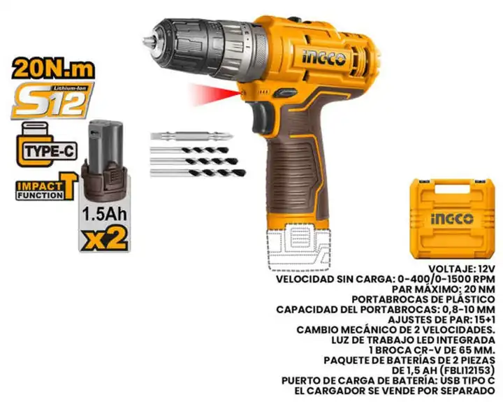 Taladro de impacto inalámbrico 12 V