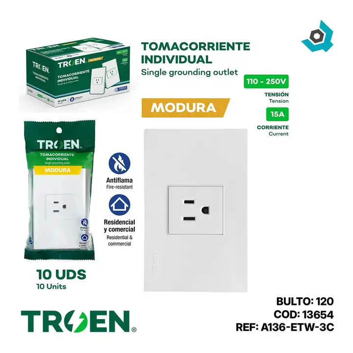 Tomacorriente individual blanco