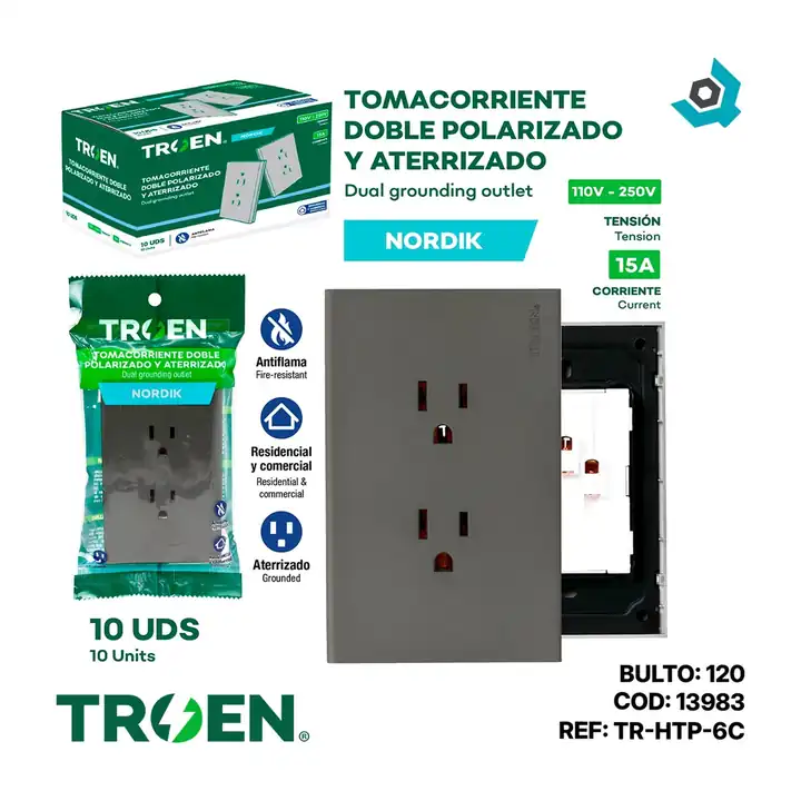 Tomacorriente doble gris nordik