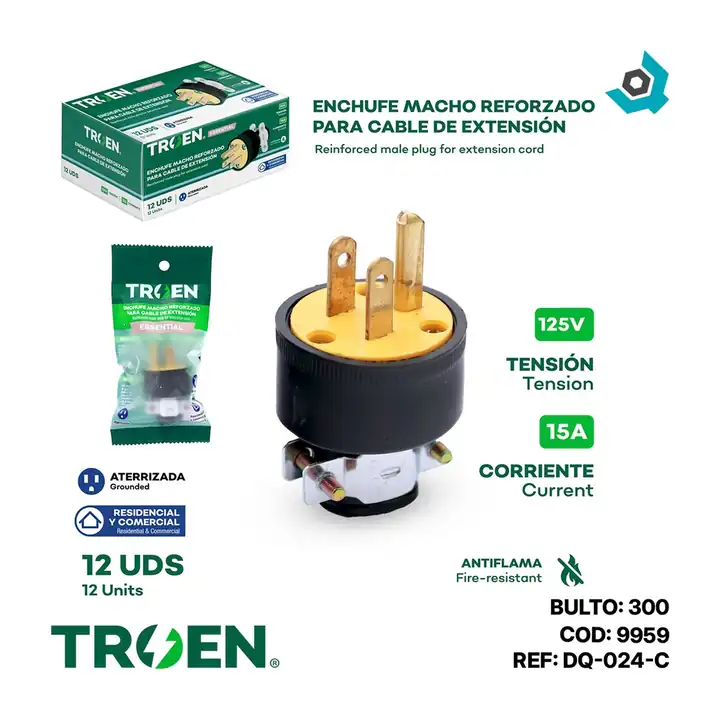 Enchufe eléctrico 110 V reforzado con tierra