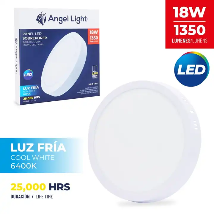 Lámpara LED redonda superficial 18 W 8.5" luz blanca